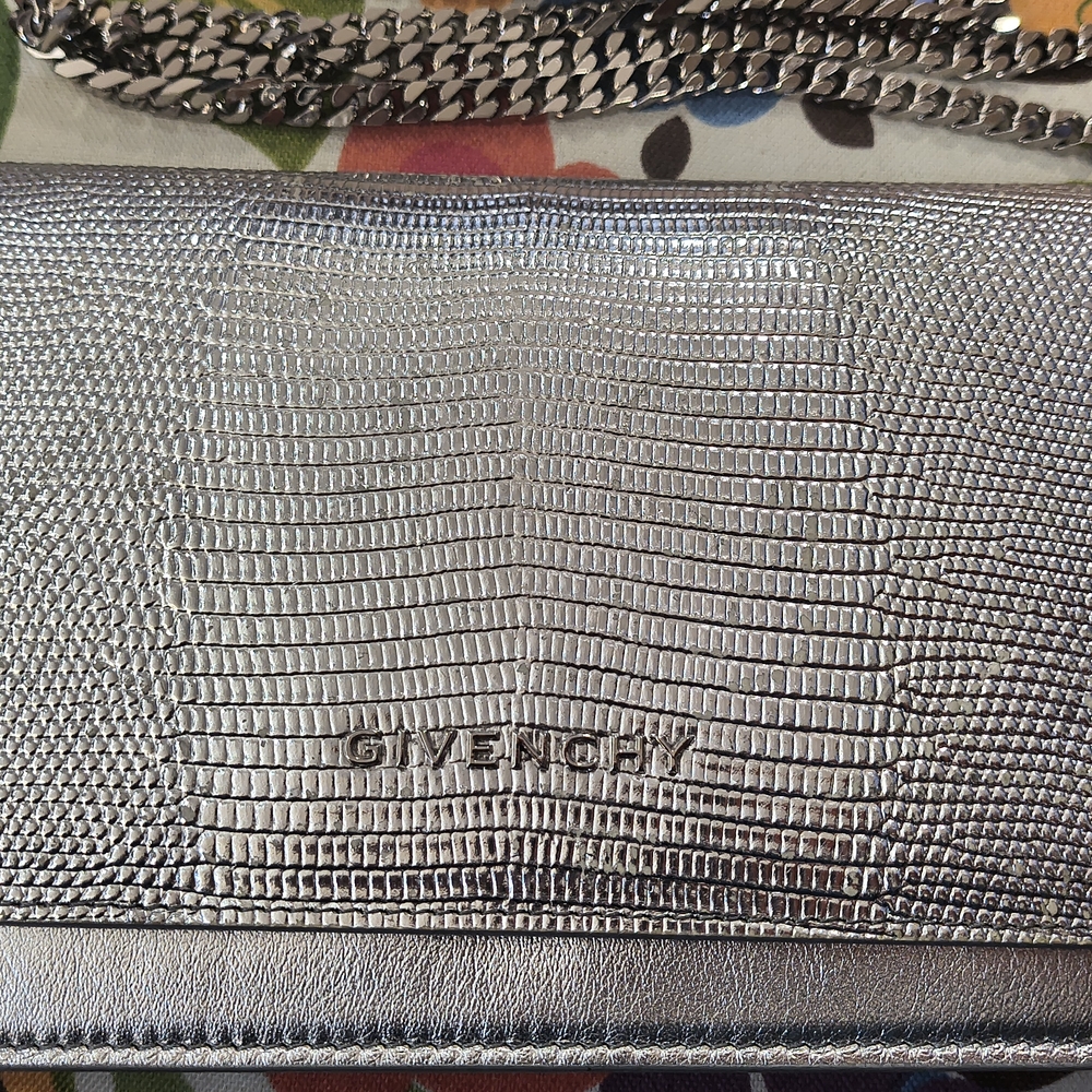 Givenchy Silver Textured Clutch